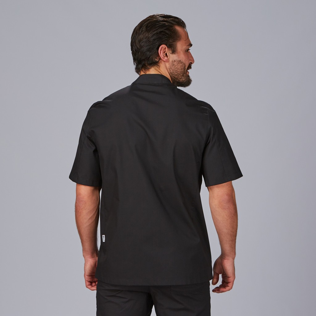 Chaqueta cocina unisex negra manga corta popelín | WORKERS UNIFORMES