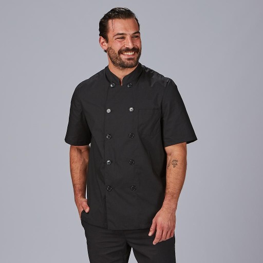 Chaqueta cocina unisex negra manga corta popelín | WORKERS UNIFORMES