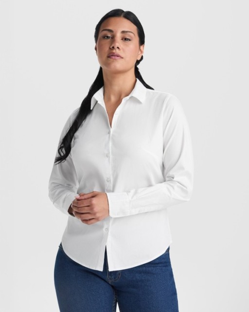 Camisa mujer manga larga elastano Roly Moscú CM5505 | WORKERS UNIFORMES