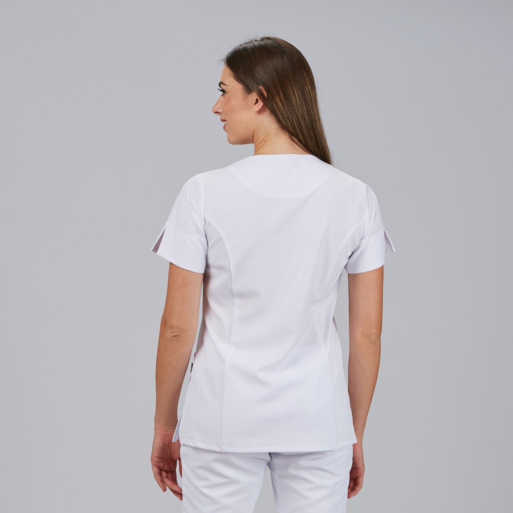 Blusa sanitaria mujer Jana escote caja cómoda | Workers Uniformes