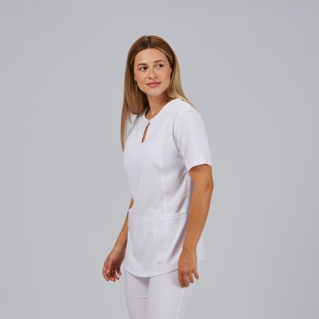 Blusa sanitaria mujer María escote lágrima cómoda | Workers Uniformes